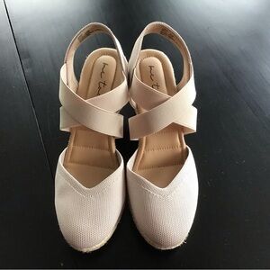 Me Too Cream Espadrille Wedge Sandals